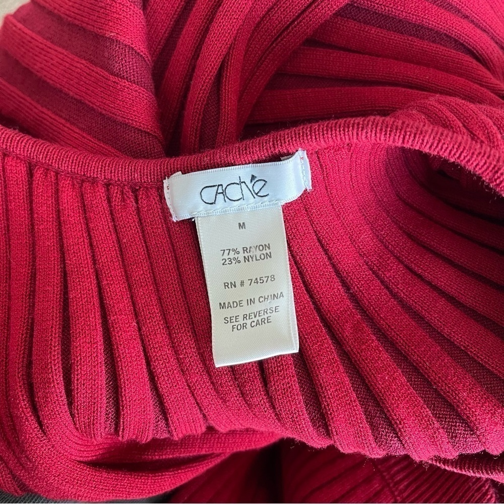 Cache Red Knit Ribbed Dress - Picture 7 of 9